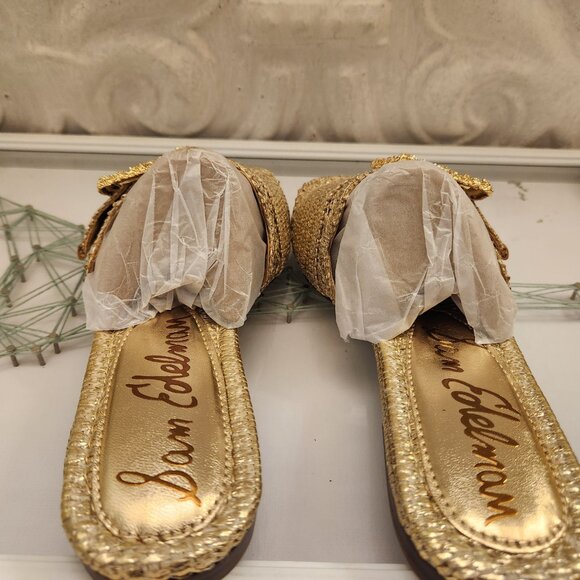 Sam Edelman Gold "Bambi" Slides. NIB. Size 6 - Picture 6 of 9
